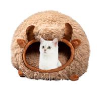 Covered Cat Bed in Yak Shape, Winter Cat Cave for Small and Medium Pets, Washable Semi-Enclosed Cat House, Cozy Indoor Cat Nest and Dog Tent Bed Yak-Shaped Cat Bed for Winter, Semi-Enclosed Indoor Cat