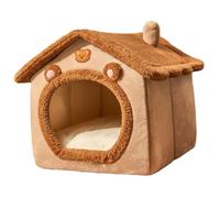 Covered Cat Bed Soft Warm Semi-Enclosed Cat Tent Bed Removable Cute Bear Pet House for Indoor 11.8x15.8x15 inch