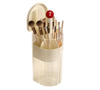 Covered Makeup Brush Holder 4 Compartments - Lifting Container with Lid