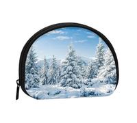 Covered Winter Trees Mini porte-monnaie en coquillage - Portefeuille compact zippé pour pièces de monnaie, clés et petits objets