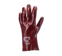 Coverguard - Gants de protection chimique rouge 27cm en coton enduit PVC EUROCHEM 3510 (Pack de 10)