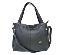 COVERI COLLECTION Sac à bandoulière pour femme en cuir synthétique, shopping fourre-tout noir avec deux poignées et bandoulière réglable, compartiments multiples avec fermetures éclair, accessoires