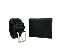 Coveri World - CW17040 - AZ231 - Lot ceinture et portefeuille en cuir, pour homme, couleur noir