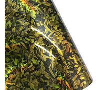 Covering Voiture Film adhésif en vinyle forgé en fibre de carbone noir brillant 50 cm x 300 cm for capot de voiture Covering Carbone(Laser Gold,50cm X 200cm)