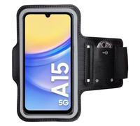 CoverKingz Brassard de sport pour Samsung Galaxy A15 4G/5G - Brassard avec compartiment pour clés - Brassard de sport pour téléphone portable - Noir