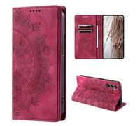 CoverKingz Coque de Protection pour Samsung Galaxy A25 5G - Étui de Protection avec Fente pour Carte - Étui de Protection Pliable Motif Mandala Rouge