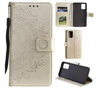 CoverKingz Housse pour téléphone Portable pour Samsung Galaxy A41 - étui Housse avec Compartiment pour Carte Galaxy A41 Cover - Protection à Rabat Motif Mandala Or