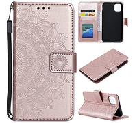 CoverKingz Housse téléphone Portable pour Apple iPhone 13 - étui Housse avec Compartiment pour Carte iPhone 13 Cover - Protection à Rabat Motif Mandala Or Rose doré