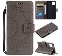 CoverKingz Housse téléphone Portable pour Apple iPhone 13 - étui Housse avec Compartiment pour Carte iPhone 13 Cover - Protection à Rabat Motif Mandala Gris