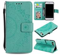 CoverKingz Housse téléphone Portable pour Apple iPhone 7/8/SE [2020/2022] - étui Housse avec Compartiment pour Carte iPhone SE [2020/2022] Cover - Protection à Rabat Motif Mandala Vert