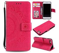 CoverKingz Housse téléphone Portable pour Apple iPhone 7/8/SE [2020/2022] - étui Housse avec Compartiment pour Carte iPhone SE [2020/2022] Cover - Protection à Rabat Motif Mandala Rose