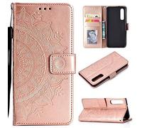 CoverKingz Housse téléphone Portable pour Huawei P30 - étui Housse avec Compartiment pour Carte P30 Cover - Protection à Rabat Motif Mandala Or Rose doré