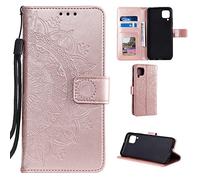 CoverKingz Housse téléphone Portable pour Huawei P40 Lite - étui Housse avec Compartiment pour Carte P40 Lite Cover - Protection à Rabat Motif Mandala Or Rose doré