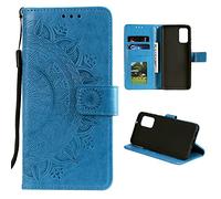 CoverKingz Housse téléphone Portable pour Samsung Galaxy A03s - étui Housse avec Compartiment pour Carte Galaxy A03s Cover - Protection à Rabat Motif Mandala Bleu