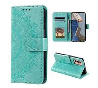 CoverKingz Housse téléphone Portable pour Samsung Galaxy A14 4G/5G - étui Housse avec Compartiment pour Carte Galaxy A14 4G/5G Cover - Mandala Vert