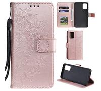CoverKingz Housse téléphone Portable pour Samsung Galaxy A41 - étui Housse avec Compartiment pour Carte Galaxy A41 Cover - Protection à Rabat Motif Mandala Or Rose doré