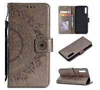 CoverKingz Housse téléphone Portable pour Samsung Galaxy A50/A30s - étui Housse avec Compartiment pour Carte A50/A30s Cover - Protection à Rabat Motif Mandala Gris
