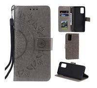 CoverKingz Housse téléphone Portable pour Samsung Galaxy S20 [6,2 Pouces] - étui Housse avec Compartiment pour Carte S20 Cover - Protection à Rabat Motif Mandala Gris