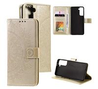 CoverKingz Housse téléphone Portable pour Samsung Galaxy S21 5G - étui Housse avec Compartiment pour Carte Galaxy S21 5G Cover - Protection à Rabat Motif Mandala Or