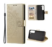 CoverKingz Housse téléphone Portable pour Samsung Galaxy S22 5G - étui Housse avec Compartiment pour Carte Galaxy S22 5G Cover - Protection à Rabat Motif Mandala doré