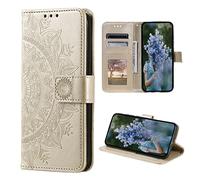 CoverKingz Housse téléphone Portable pour Samsung Galaxy S23 - étui Housse avec Compartiment pour Carte Galaxy S23 Cover - Mandala doré