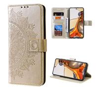 CoverKingz Housse téléphone Portable pour Xiaomi 11T / 11T Pro - étui Housse avec Compartiment pour Carte 11T / 11T Pro Cover - Protection à Rabat Motif Mandala Doré
