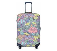 Coversmall Housse de protection élastique pour coffre de voyage Motif fleurs et champignons des années 60 et 70, Noir , L(25-28in)
