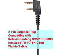 Covert 2 Pack PTT Acoustic Tube Earbuds with Safety Mic Compatible with Kenwood BF-888S UV-5R Kenwood 2 Pin Walkie Talkie