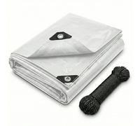 CoverUp! Bâche 2.0 x 2.0 - Toile Renforcée 120 g/m² - Étanche & Indéchirable - Œillets INOX + Corde 10 m - Idéale pour Jardin, Camping, Bois - Blanc