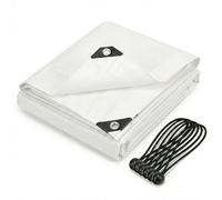 CoverUp! Bâche 4 x 6 - Toile Renforcée 200 g/m² - Étanche & Indéchirable - Œillets INOX + 15 tendeurs - Idéale pour Jardin, Camping, Bois - Blanc