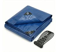 CoverUp! Bâche 6 x 8 - Toile Renforcée 200 g/m² - Étanche & Indéchirable - Œillets INOX + 15 tendeurs - Idéale pour Jardin, Camping, Bois - Bleu