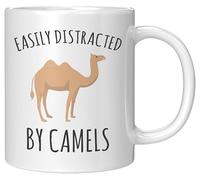 Coveted Goods Mug facile à distraire par les chameaux - Cadeau amusant pour les amateurs de chameau - Tasse à café en céramique blanche de 325 ml - Cadeau camel pour homme et femme