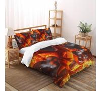 CoVeTviCT Cartoon Feuer DracheBettbezug-Bettwäsche-Set 3D Jungen Mädchen Kinder 3 Stück Premium Mikrofaser Mit Kissenbezug Mit ReißverschlussSuper King(260x220cm)