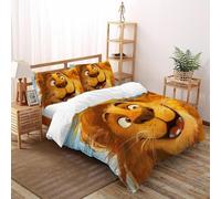 CoVeTviCT Cartoon LöweEinzelbettbezug Bettwäsche Set 3D Jungen Mädchen Kinder 3 Stück Premium Mikrofaser Mit Kissenbezug Mit ReißverschlussKing(220x240cm)