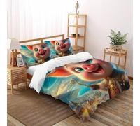 CoVeTviCT Cute PigSet-Bettwäsche-Sets 3D Jungen Mädchen Kinder 3 Stück Premium Mikrofaser Mit Kissenbezug Mit ReißverschlussSuper King(260x220cm)