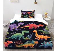 CoVeTviCT Dinosaur PrintBettbezug-Bettwäsche-Set 3D Jungen Mädchen Kinder 3 Stück Premium Mikrofaser Mit Kissenbezug Mit ReißverschlussSingle(135x200cm)