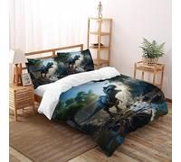 CoVeTviCT DinosaurBettbezug-Bettwäsche-Set 3D Jungen Mädchen Kinder 3 Stück Mikrofaser Mit Kissenbezügen Mit ReißverschlussKing(220x240cm)