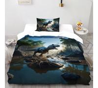 CoVeTviCT DinosaurEinzelbettbezug-Set 3D Jungen Mädchen Kinder 3 Stück Premium Mikrofaser Mit Kissenbezug Mit ReißverschlussSingle(135x200cm)