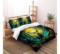 CoVeTviCT Forest ElkBettbezug-Bettwäsche-Set 3D Jungen Mädchen Kinder 3 Stück Premium Mikrofaser Mit Kissenbezug Mit ReißverschlussDouble(200x200cm)