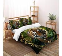 CoVeTviCT Forest TigerEinzelbettbezug Bettwäsche Set 3D Jungen Mädchen Kinder 3 Stück Mikrofaser Mit Kissenbezug Mit ReißverschlussSuper King(260x220cm)
