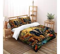CoVeTviCT Jungle AnimalsSet-Bettwäsche-Sets 3D Jungen Mädchen Kinder 3 Stück Premium Mikrofaser Mit Kissenbezug Mit ReißverschlussDouble(200x200cm)