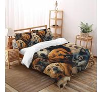 CoVeTviCT Kitten and DogBettbezug-Bettwäsche-Set 3D Jungen Mädchen Kinder 3 Stück Premium Mikrofaser Mit Kissenbezügen Mit ReißverschlussDouble(200x200cm)