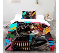 CoVeTviCT KittenEinzelbettbezug Bettwäsche Set 3D Jungen Mädchen Kinder 3 Stück Mikrofaser Mit Kissenbezug Mit ReißverschlussSingle(135x200cm)