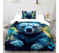 CoVeTviCT KoalaEinzelbettbezug-Set 3D Jungen Mädchen Kinder 3 Stück Premium Mikrofaser Mit Kissenbezug Mit ReißverschlussSingle(135x200cm)