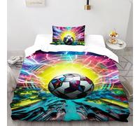 CoVeTviCT Lightning FootballEinzelbettbezug-Set 3D Jungen Mädchen Kinder 3 Stück Premium Mikrofaser Mit Kissenbezügen Mit ReißverschlussSingle(135x200cm)