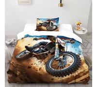 CoVeTviCT Moto de Motocross Housse De Couette Microfibre Parure De Lit Adulte Extreme DesertHuman 2 Pièces Et Taie d'oreiller Single（135x200cm）