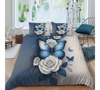 CoVeTviCT Papillon_5 Housse De Couette 3 Pièces Elegant FloraFauna Parure De Lit Microfibre pour Adulte Et Enfant avec Fermeture Éclair E Taies d'oreiller King（220x240cm）