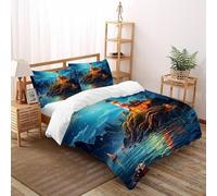 CoVeTviCT StrandleuchtturmSet-Bettwäsche-Sets 3D Jungen Mädchen Kinder 3 Stück Premium Mikrofaser Mit Kissenbezügen Mit ReißverschlussSuper King(260x220cm)