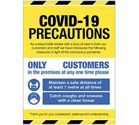 COVID 19 Précautions - Panneau de fenêtre - Jaune (1 mètre de distance sociale) Autocollant vinyle (300 x 400 mm)