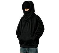 Covisoty Sweat à Capuche Homme avec Masque Voyage Hoodie Polaire Chaud | Tenues Confortables Pull à Col Surdimensionné Chic Hoodie Décontracté Pullover pour Hiver et Automne Vêtements